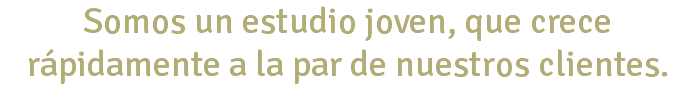 Somos un estudio joven, que crece rápidamente a la par de nuestros clientes.